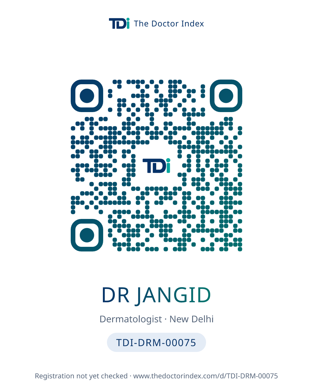 QR card for Dr Jangid, TDI-DRM-00075