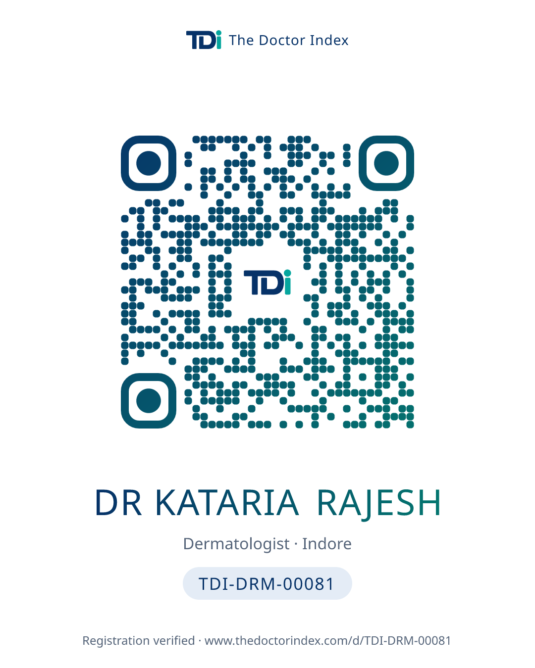 QR card for Dr Kataria Rajesh, TDI-DRM-00081