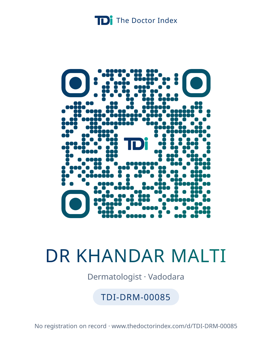 QR card for Dr Khandar Malti, TDI-DRM-00085