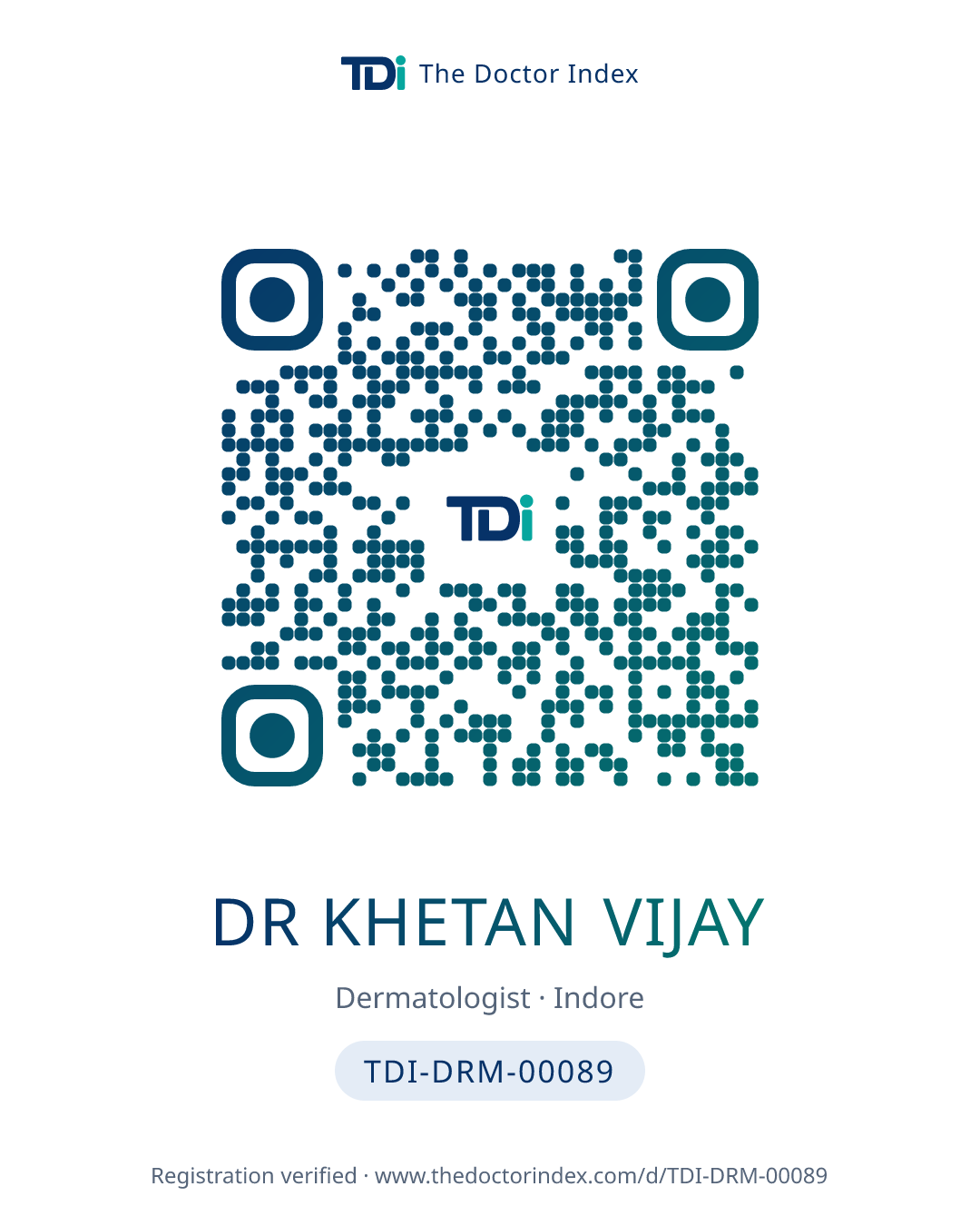 QR card for Dr Khetan Vijay, TDI-DRM-00089