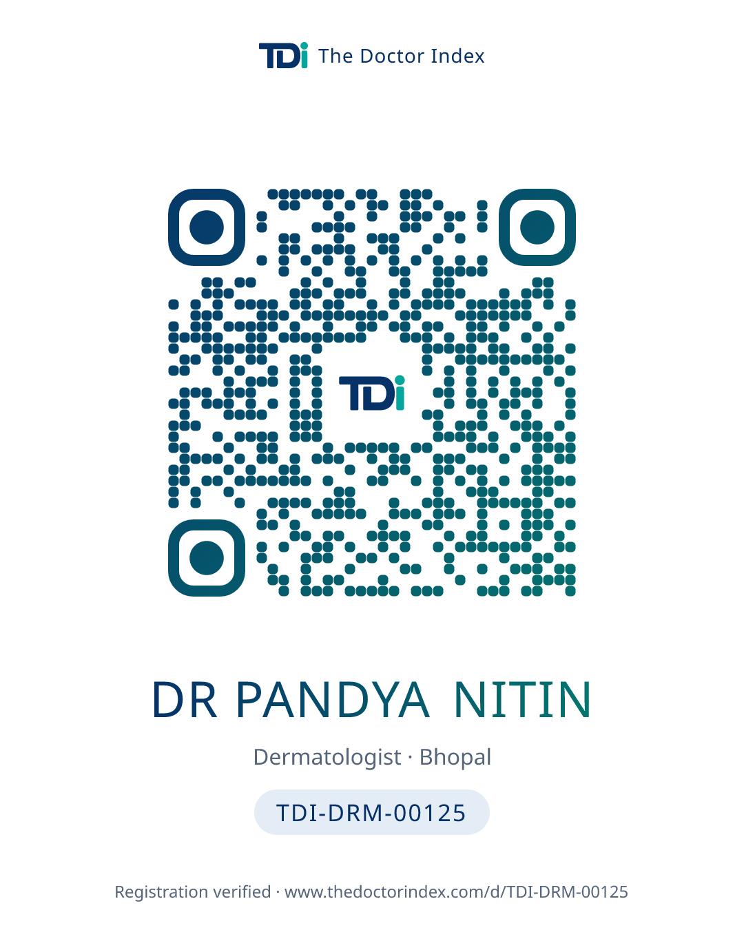 QR card for Dr Pandya Nitin, TDI-DRM-00125