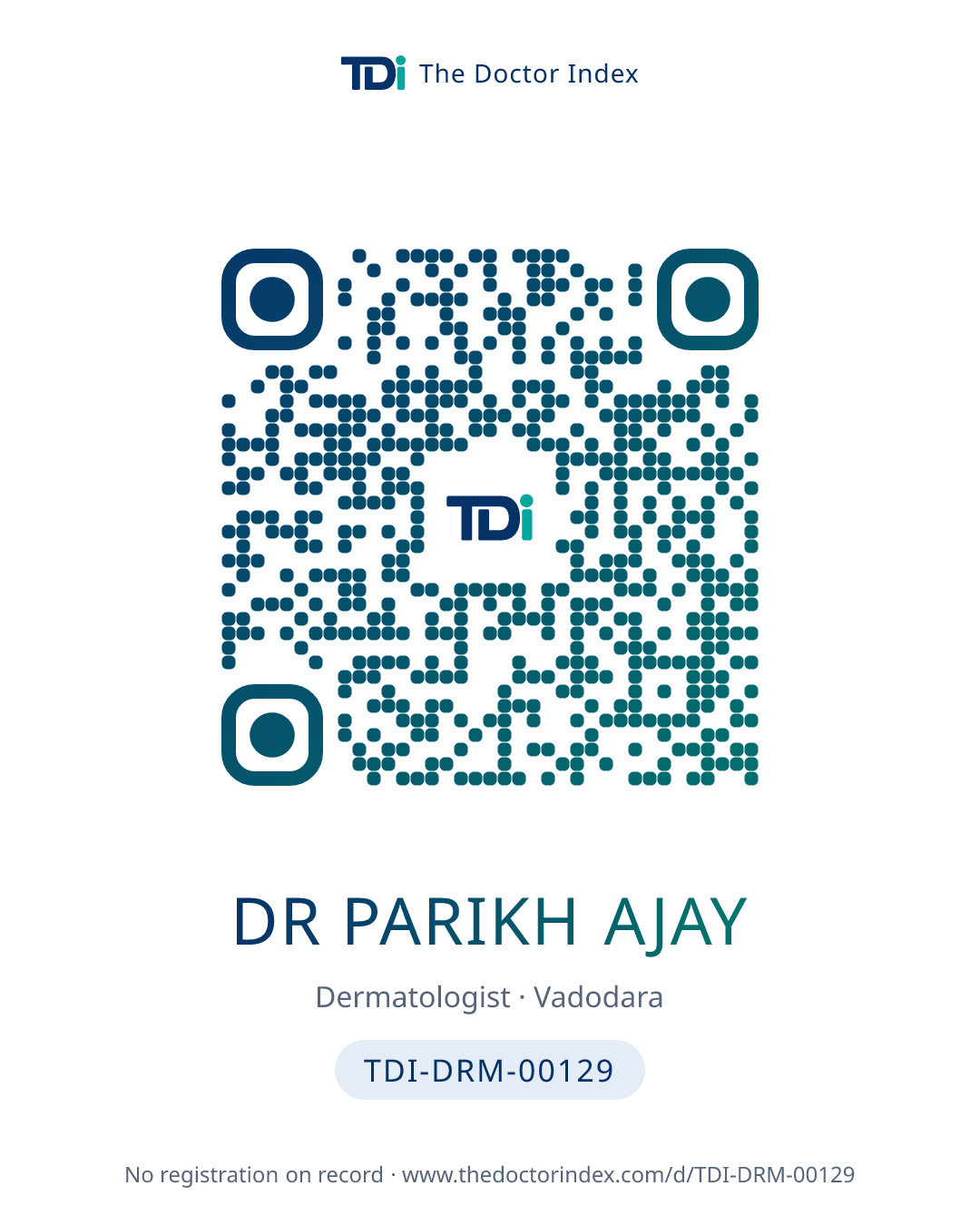 QR card for Dr Parikh Ajay, TDI-DRM-00129