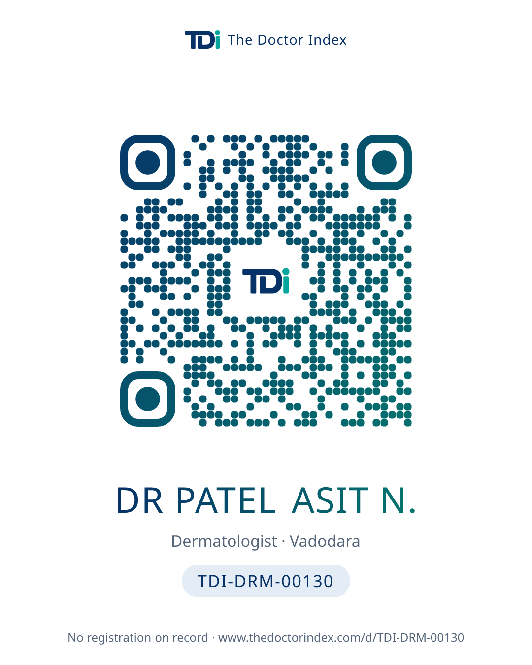 QR card for Dr Patel Asit N., TDI-DRM-00130