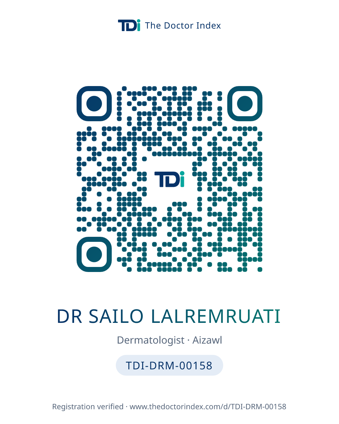 QR card for Dr Sailo Lalremruati, TDI-DRM-00158