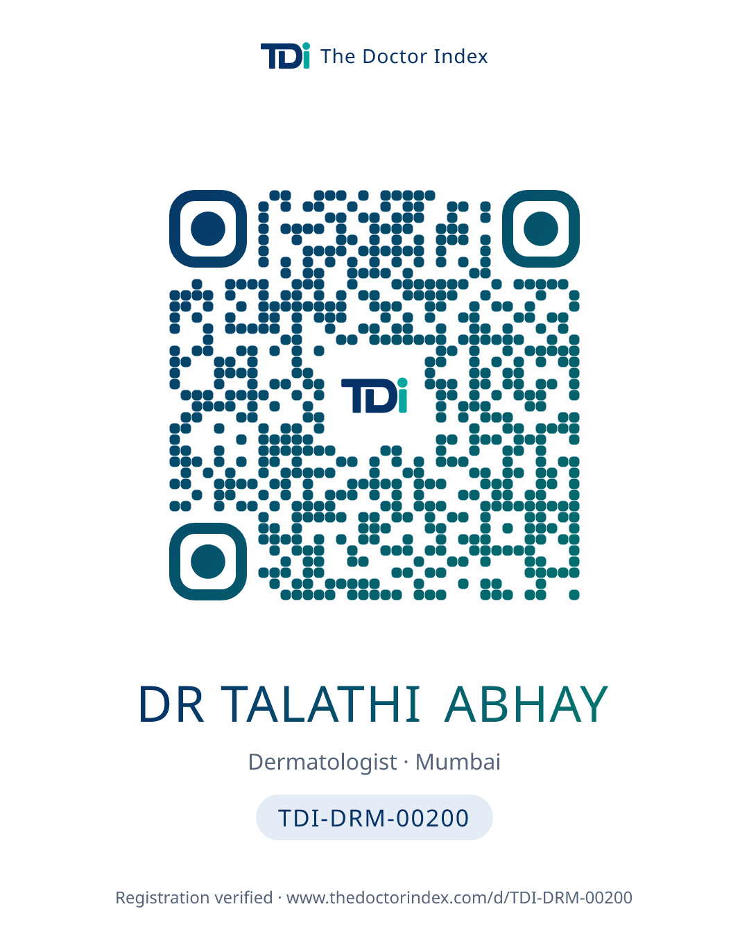 QR card for Dr Talathi Abhay, TDI-DRM-00200