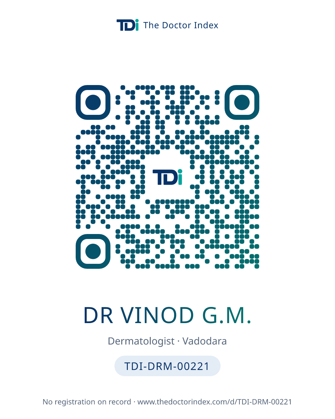 QR card for Dr Vinod G.M., TDI-DRM-00221