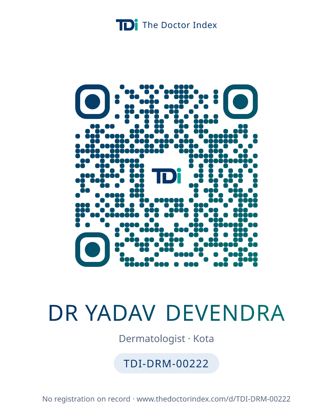 QR card for Dr Yadav Devendra, TDI-DRM-00222