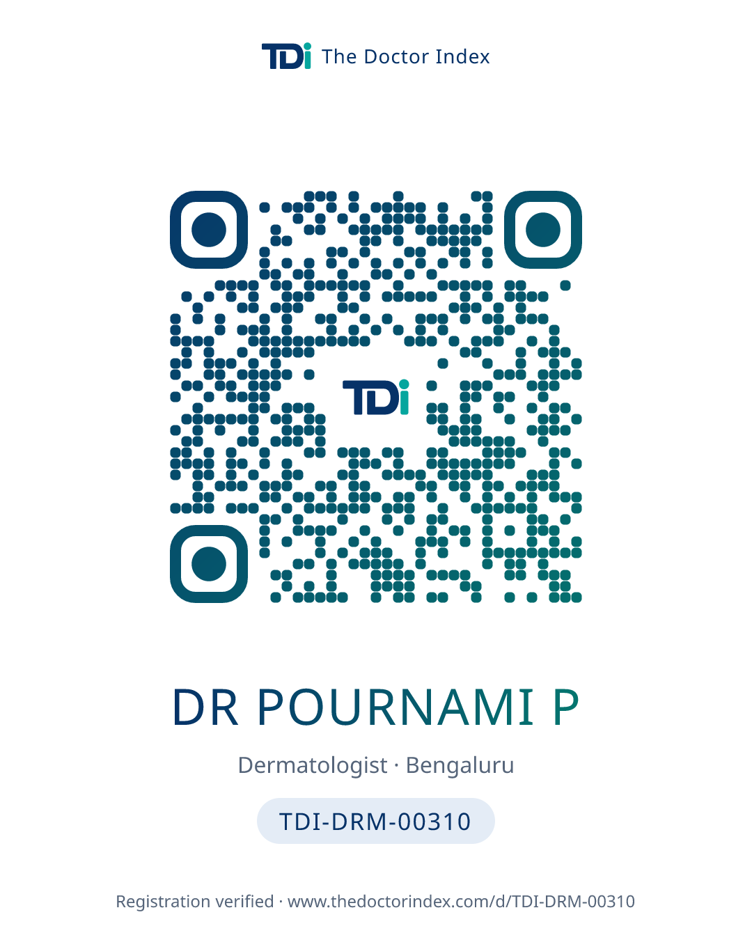 QR card for Dr Pournami P, TDI-DRM-00310