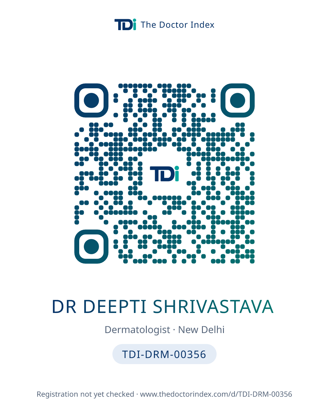 QR card for Dr Deepti Shrivastava, TDI-DRM-00356