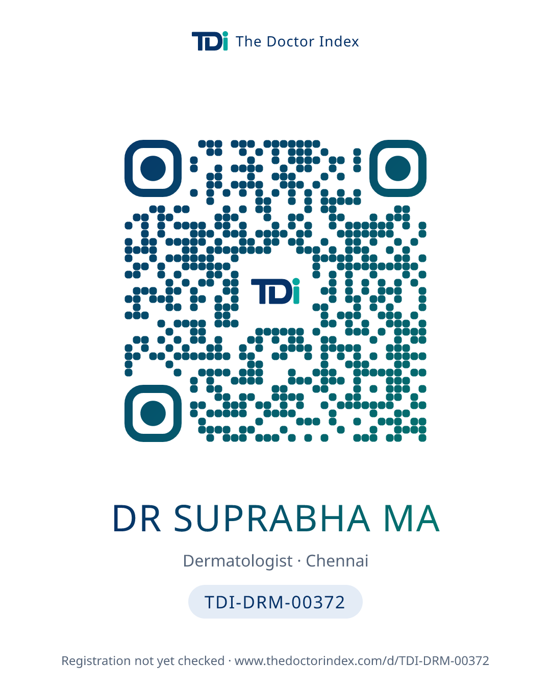 QR card for Dr Suprabha Ma, TDI-DRM-00372