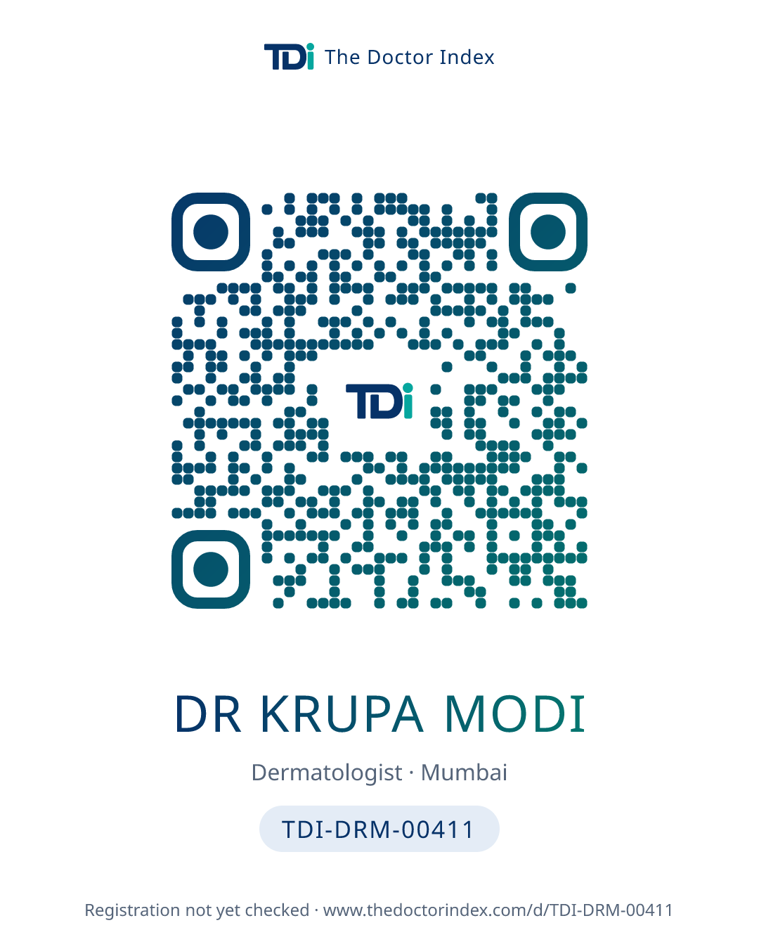 QR card for Dr Krupa Modi, TDI-DRM-00411