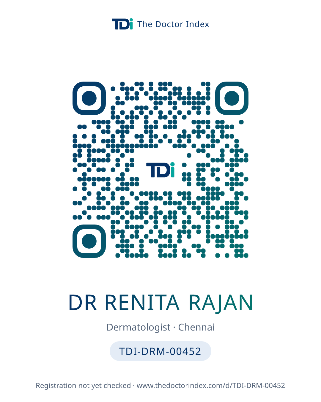 QR card for Dr Renita Rajan, TDI-DRM-00452