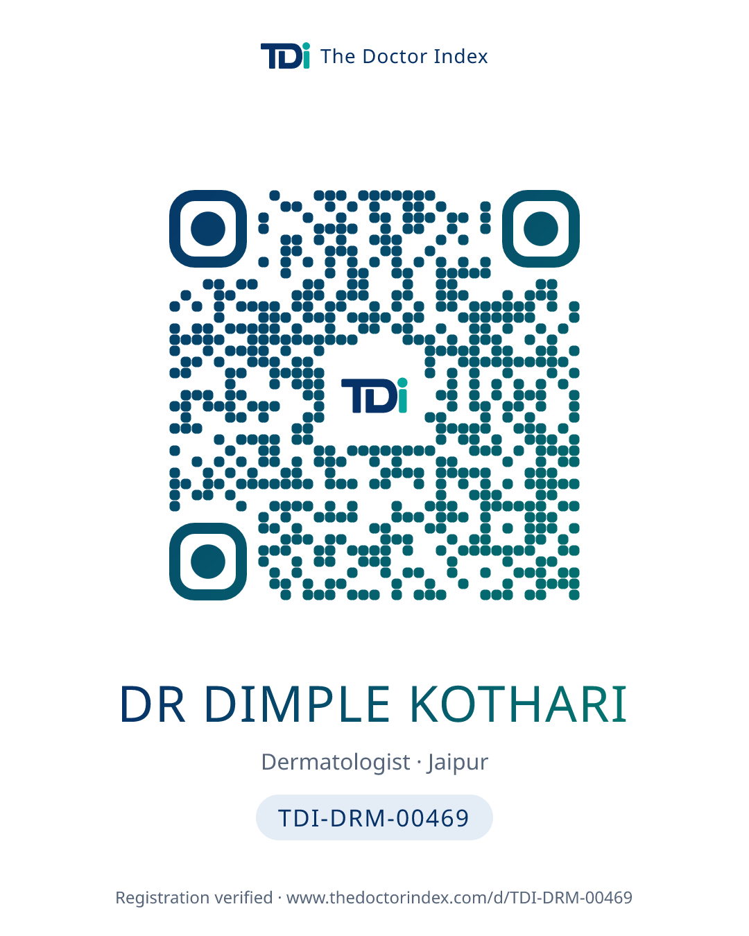 QR card for Dr Dimple Kothari, TDI-DRM-00469