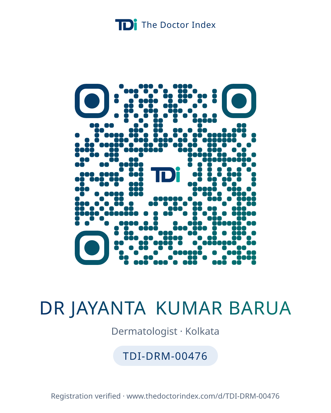 QR card for Dr Jayanta Kumar Barua, TDI-DRM-00476