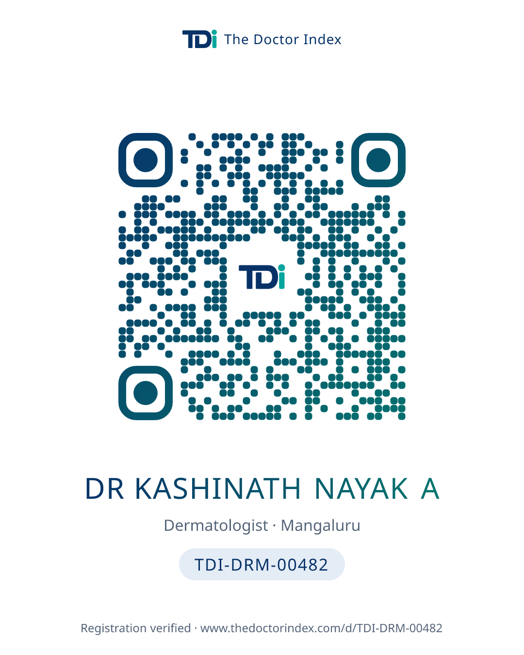 QR card for Dr Kashinath Nayak A, TDI-DRM-00482