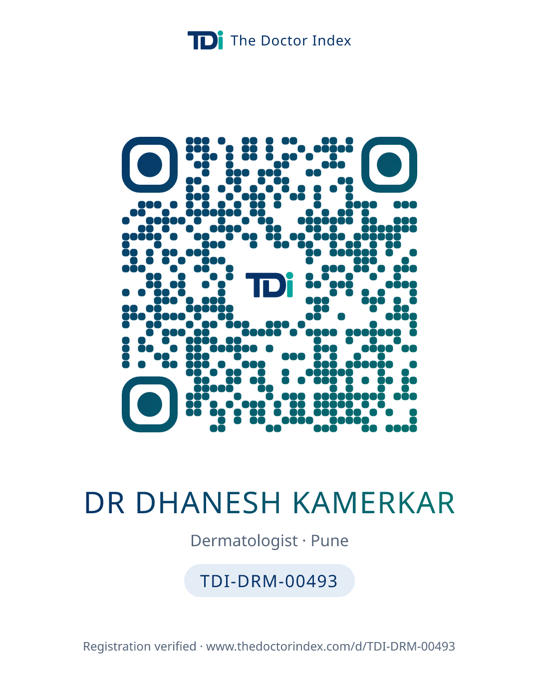 QR card for Dr Dhanesh Kamerkar, TDI-DRM-00493