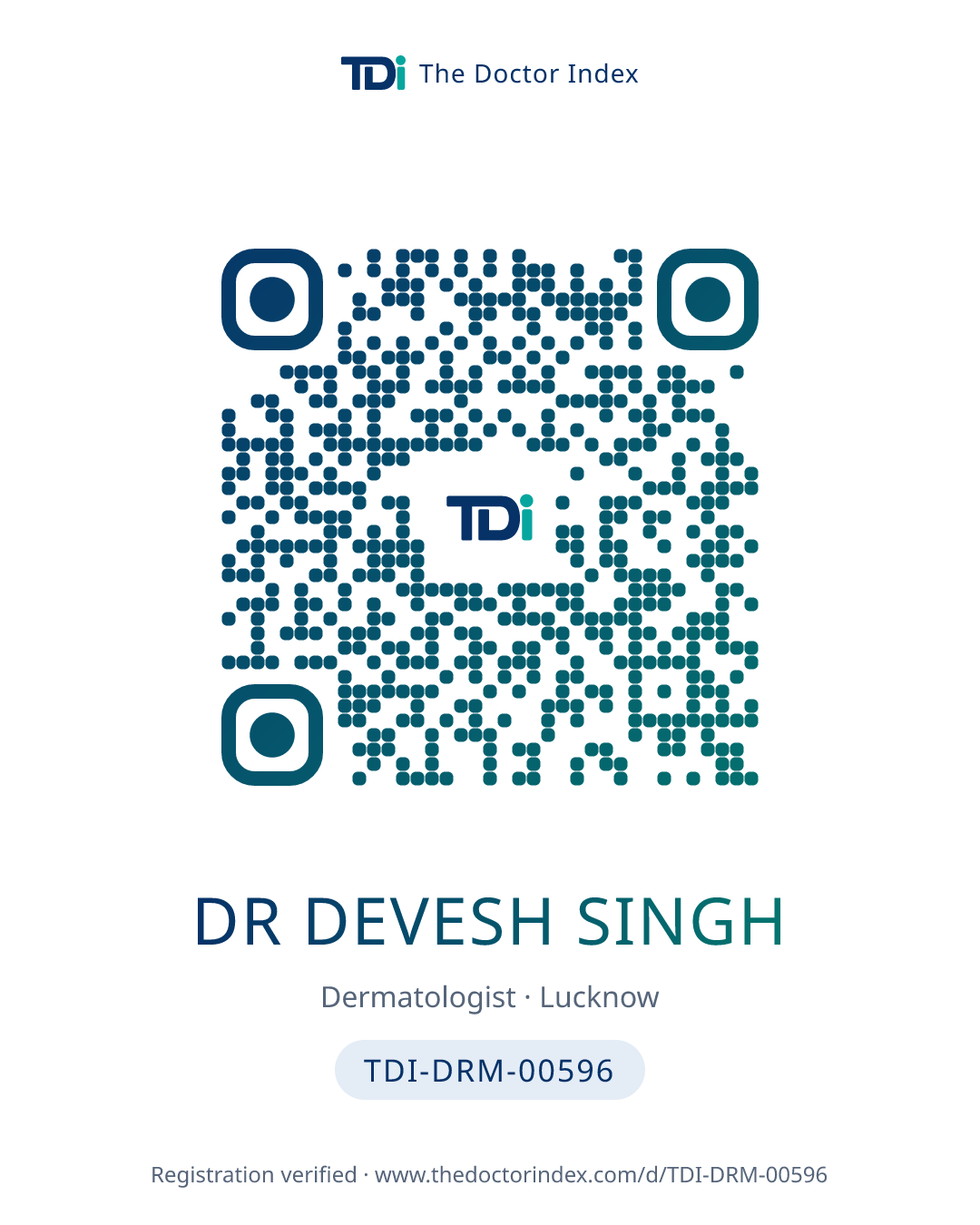 QR card for Dr Devesh Singh, TDI-DRM-00596