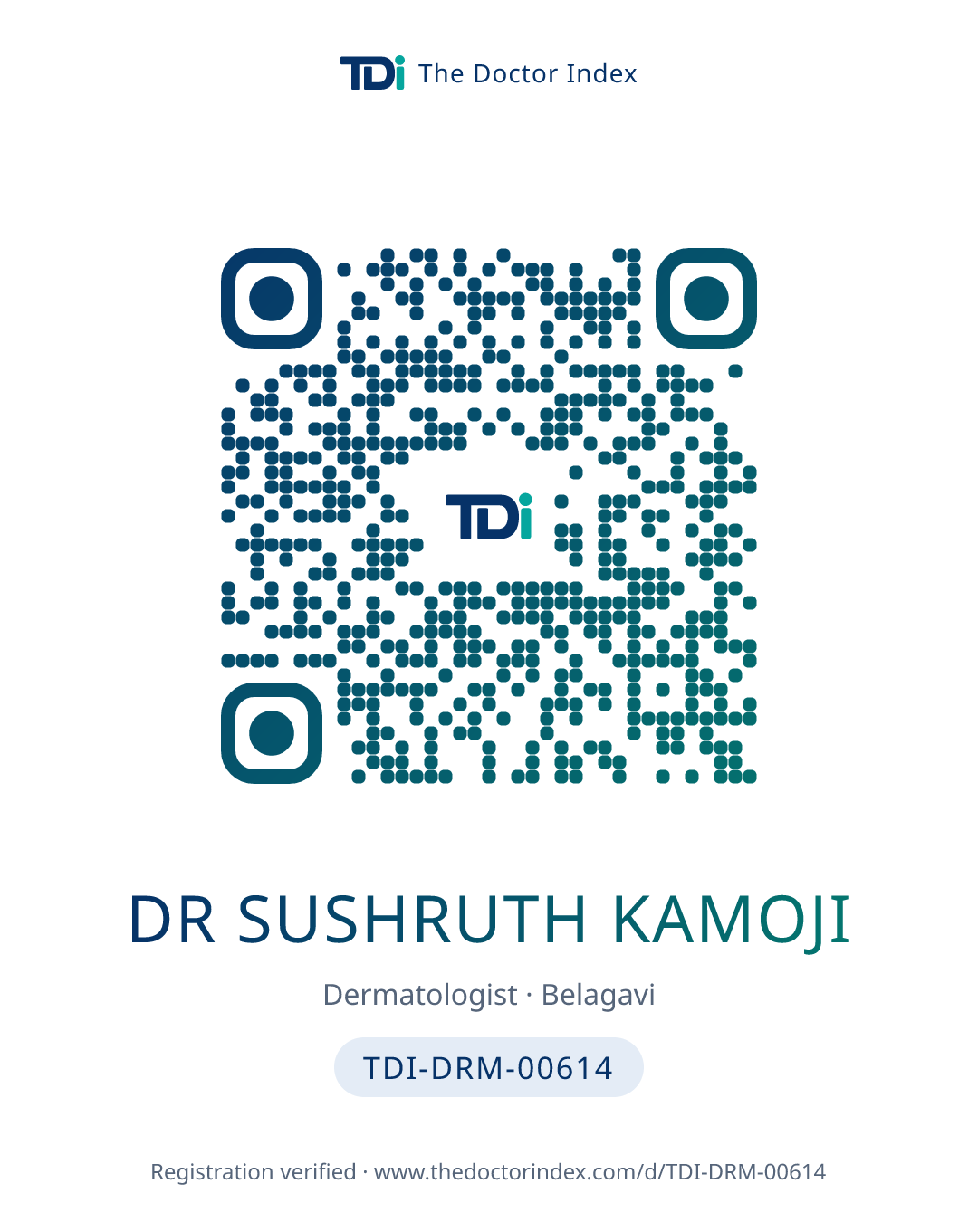 QR card for Dr Sushruth Kamoji, TDI-DRM-00614