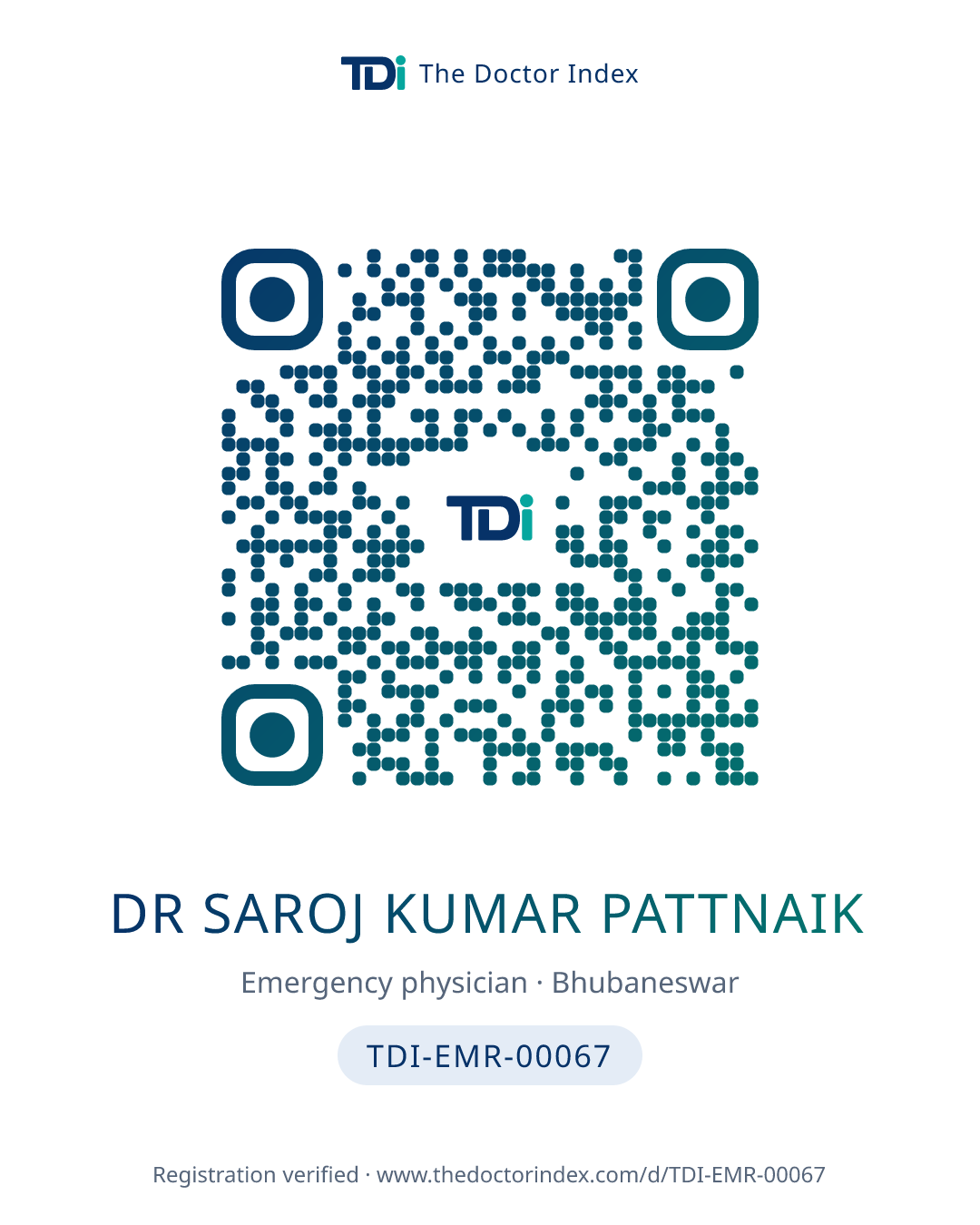 QR card for Dr Saroj Kumar Pattnaik, TDI-EMR-00067