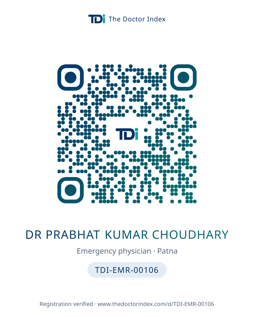 QR card for Dr Prabhat Kumar Choudhary, TDI-EMR-00106
