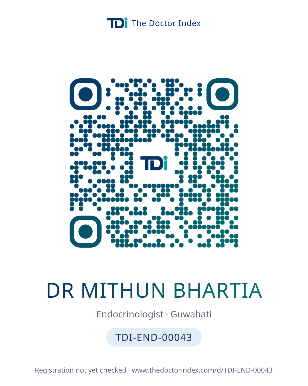 QR card for Dr Mithun Bhartia, TDI-END-00043