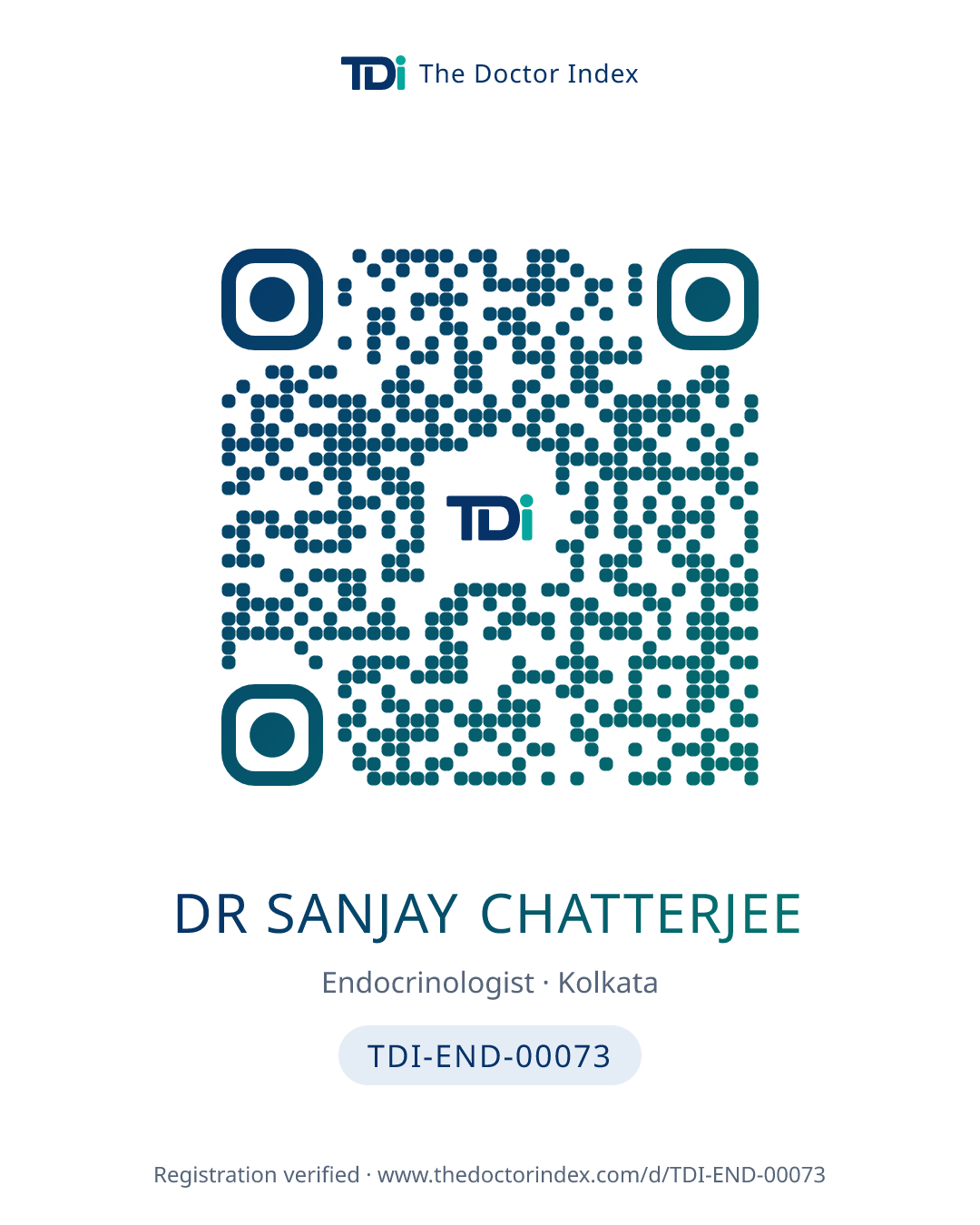 QR card for Dr Sanjay Chatterjee, TDI-END-00073