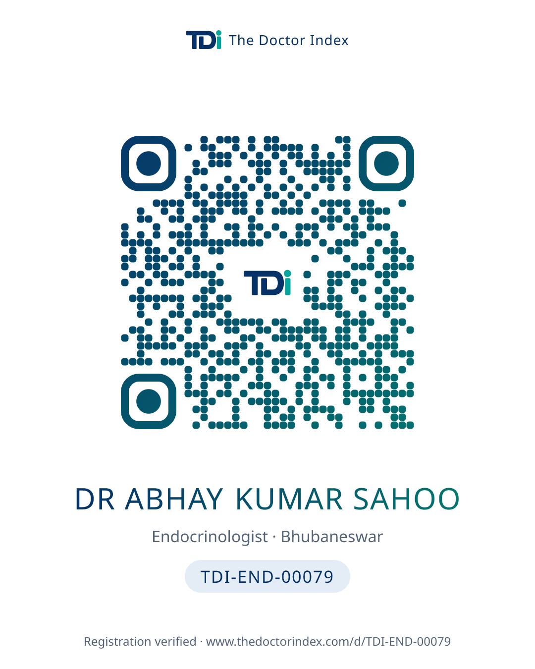 QR card for Dr Abhay Kumar Sahoo, TDI-END-00079