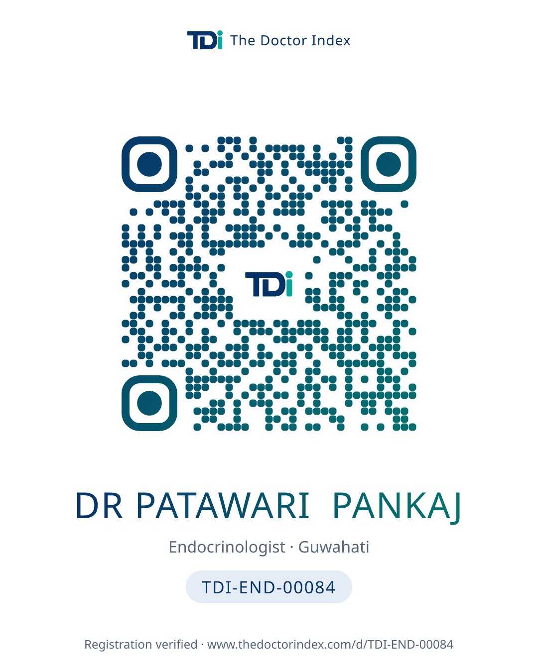 QR card for Dr Patawari Pankaj, TDI-END-00084