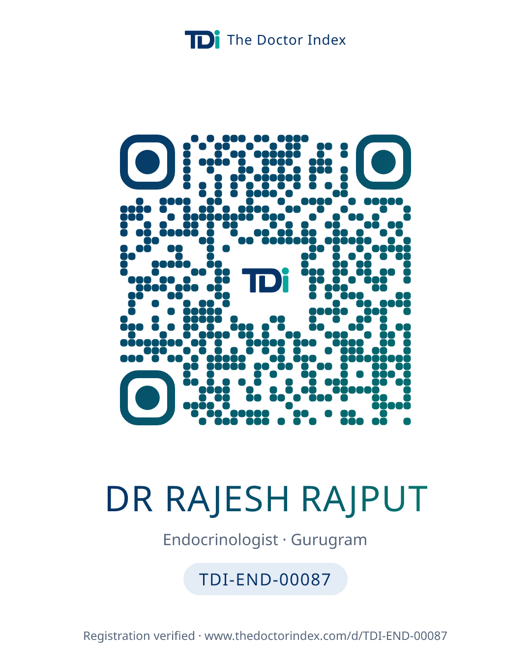 QR card for Dr Rajesh Rajput, TDI-END-00087