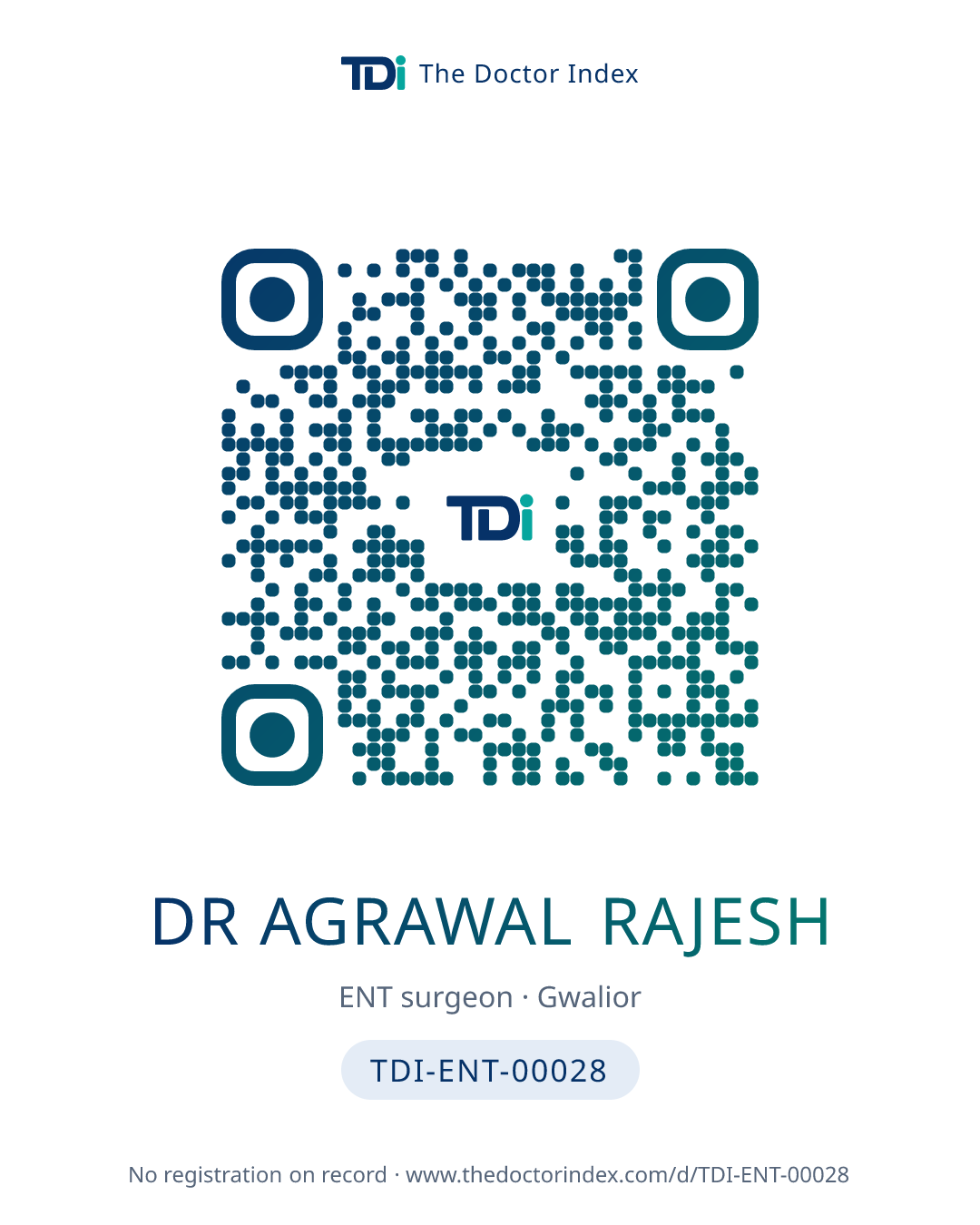 QR card for Dr Agrawal Rajesh, TDI-ENT-00028