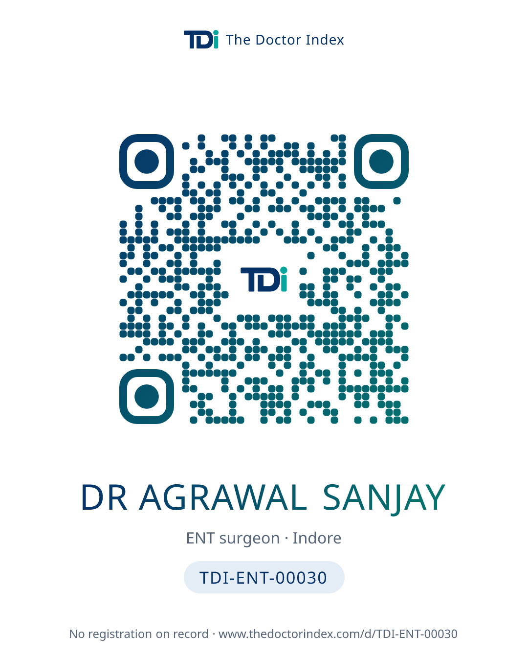QR card for Dr Agrawal Sanjay, TDI-ENT-00030