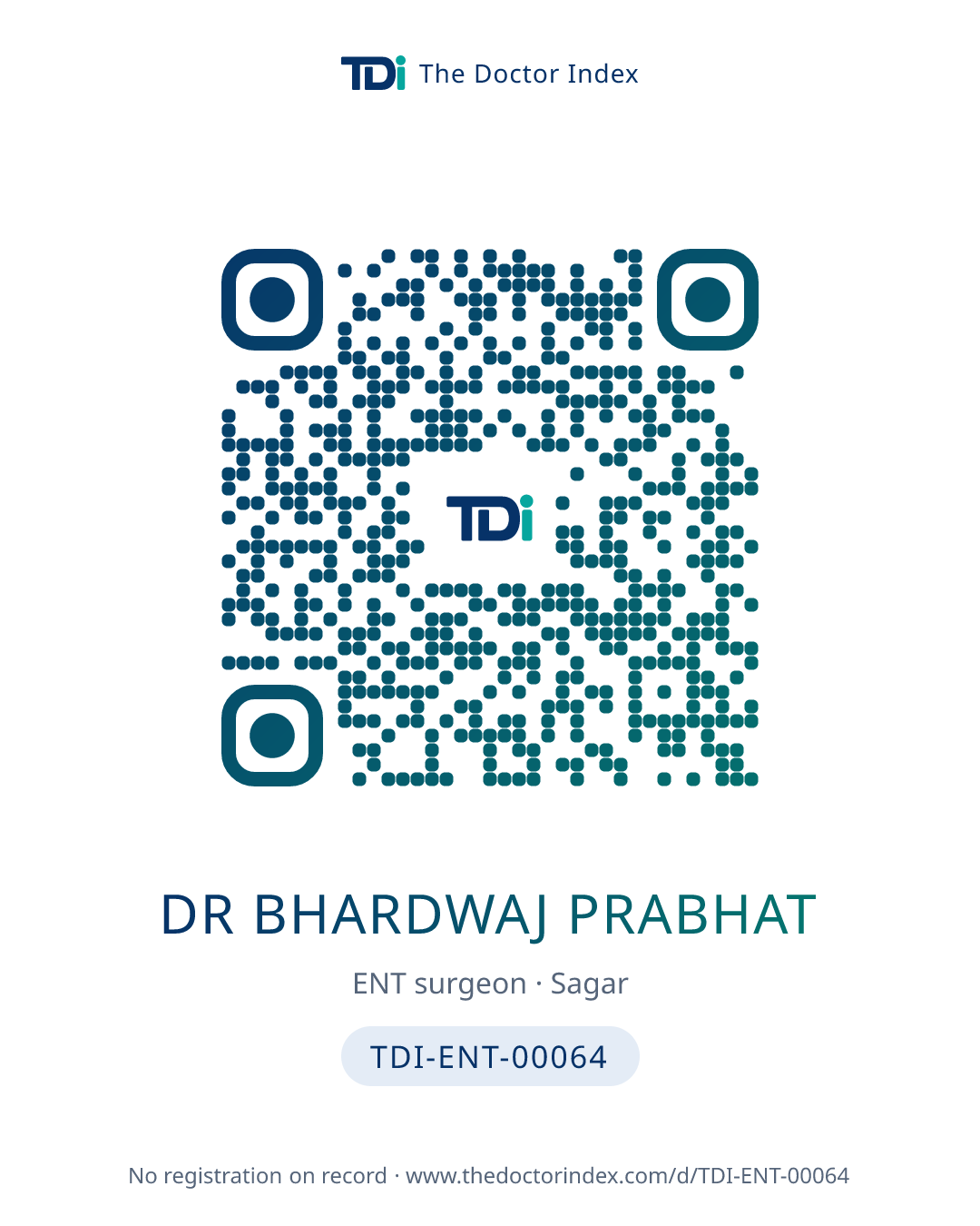 QR card for Dr Bhardwaj Prabhat, TDI-ENT-00064