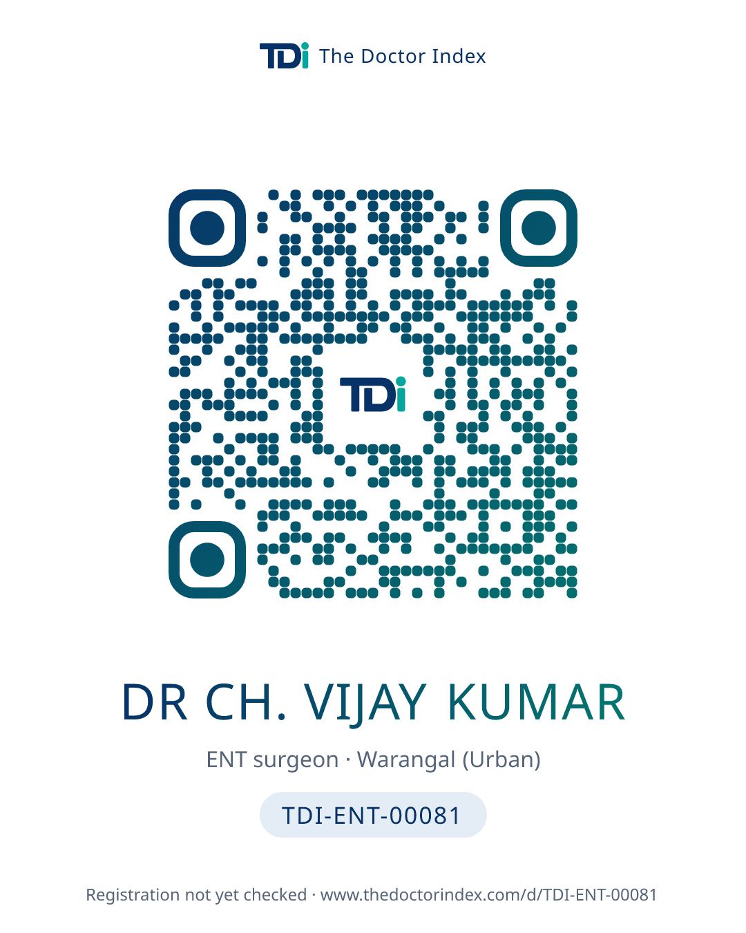 QR card for Dr Ch. Vijay Kumar, TDI-ENT-00081