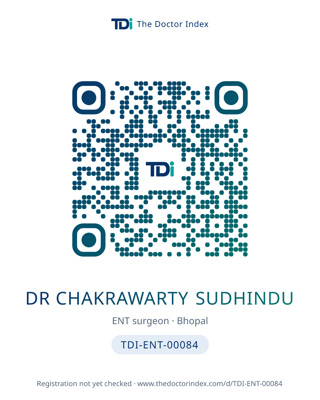 QR card for Dr Chakrawarty Sudhindu, TDI-ENT-00084