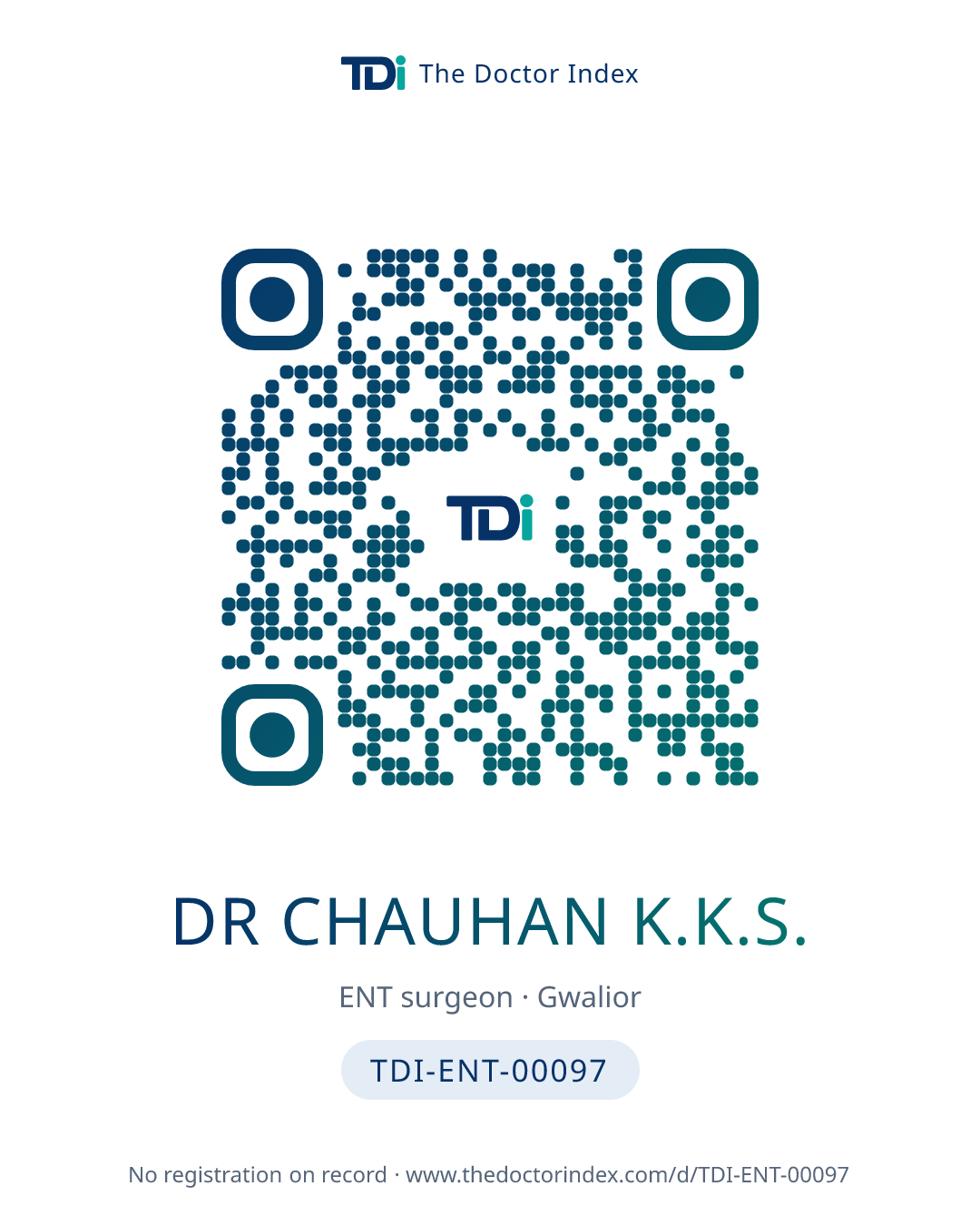 QR card for Dr Chauhan K.K.S., TDI-ENT-00097
