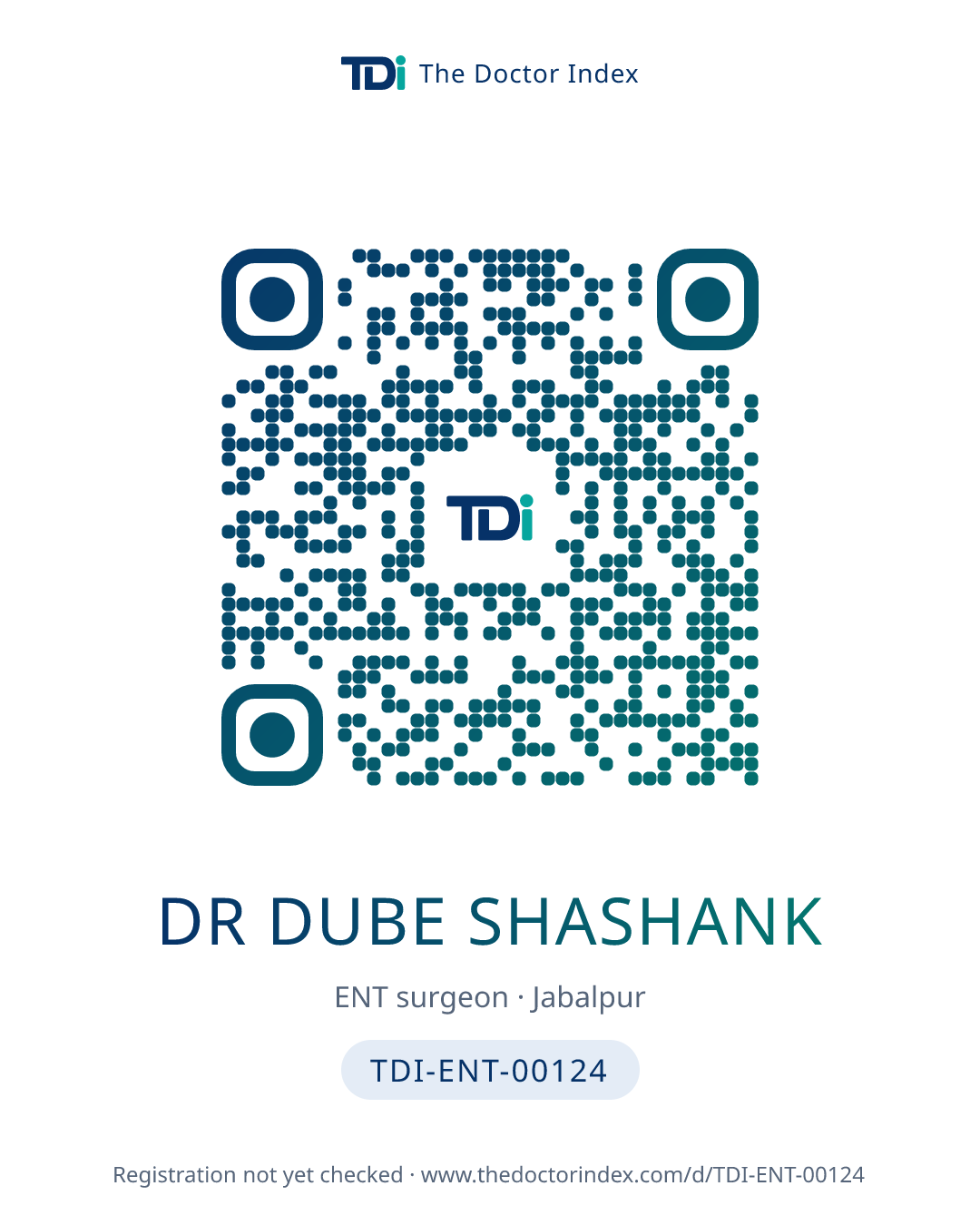 QR card for Dr Dube Shashank, TDI-ENT-00124