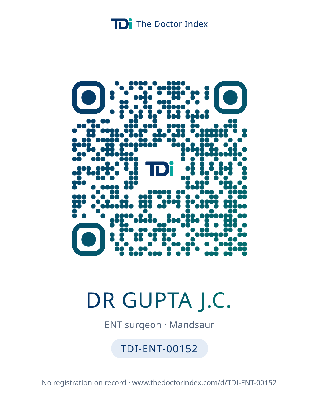 QR card for Dr Gupta J.C., TDI-ENT-00152