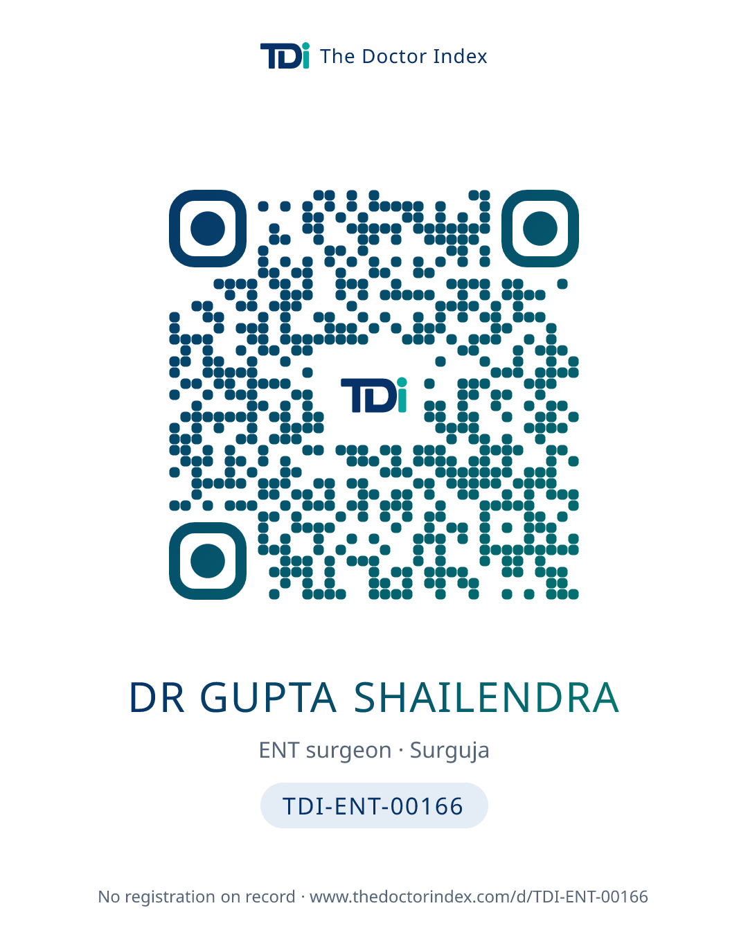 QR card for Dr Gupta Shailendra, TDI-ENT-00166