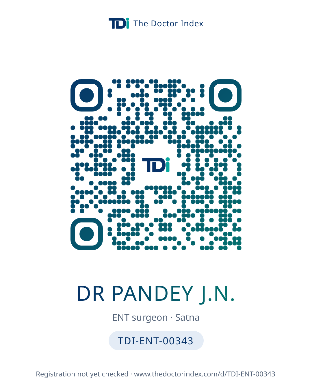 QR card for Dr Pandey J.N., TDI-ENT-00343