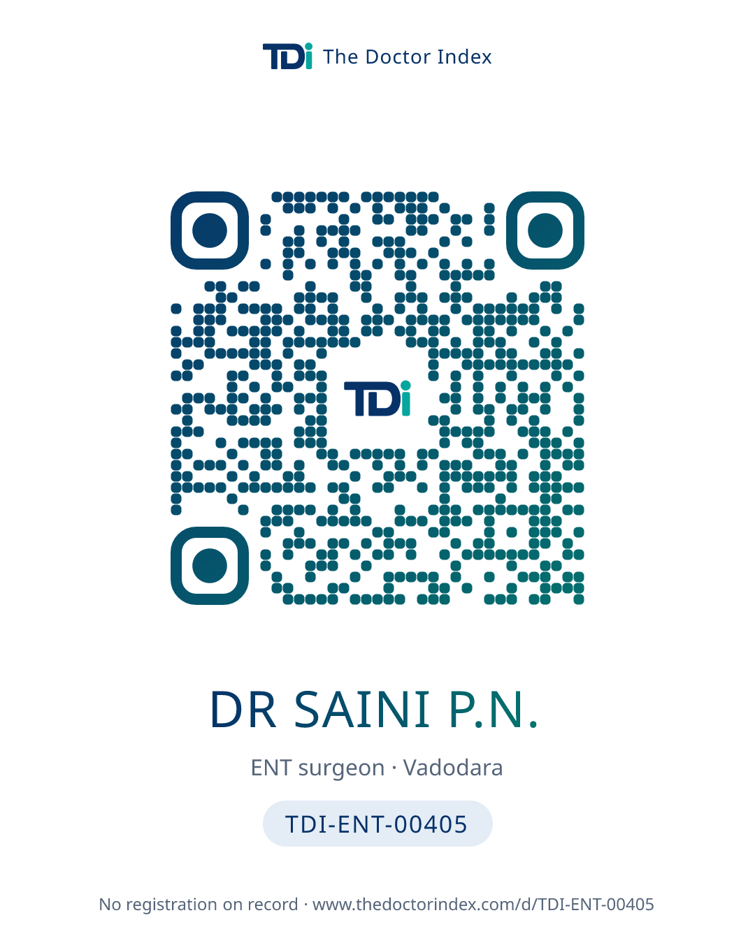 QR card for Dr Saini P.N., TDI-ENT-00405