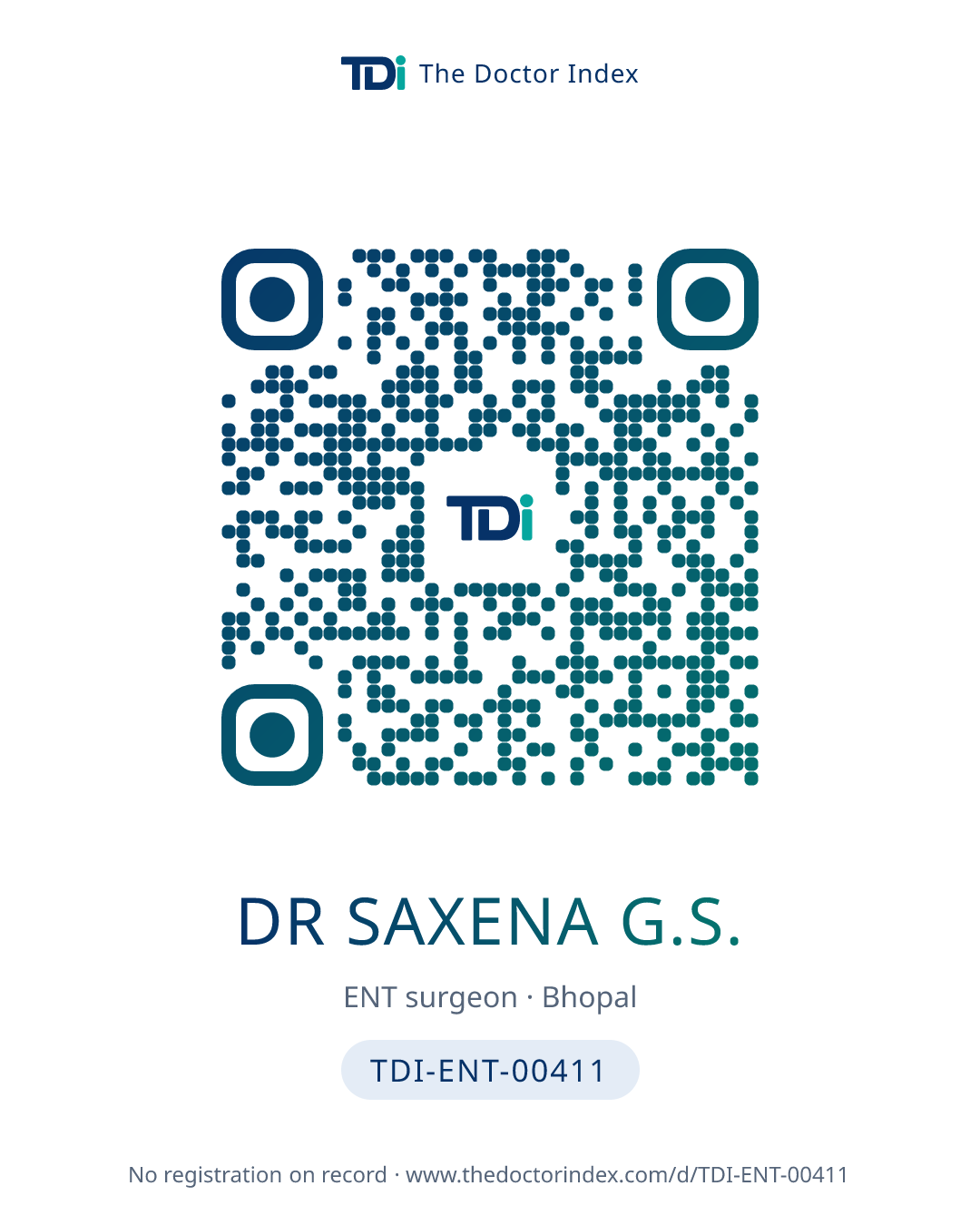 QR card for Dr Saxena G.S., TDI-ENT-00411