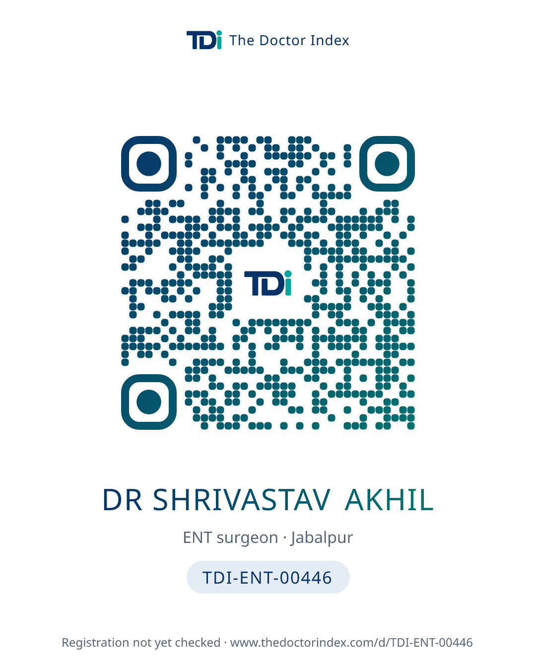 QR card for Dr Shrivastav Akhil, TDI-ENT-00446