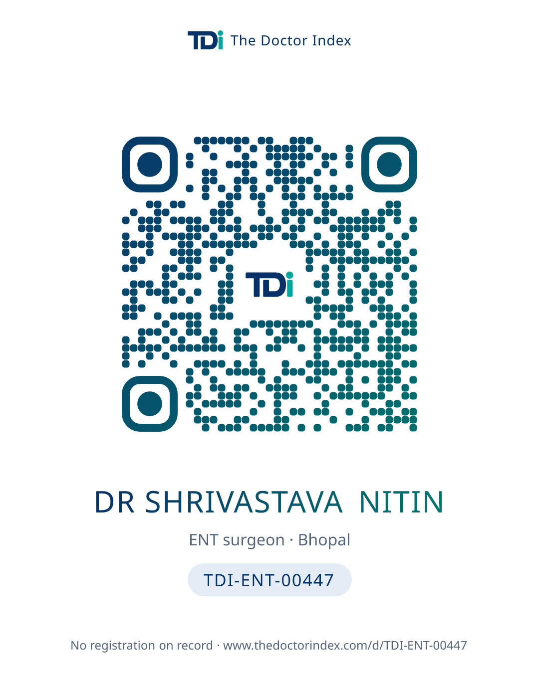 QR card for Dr Shrivastava Nitin, TDI-ENT-00447