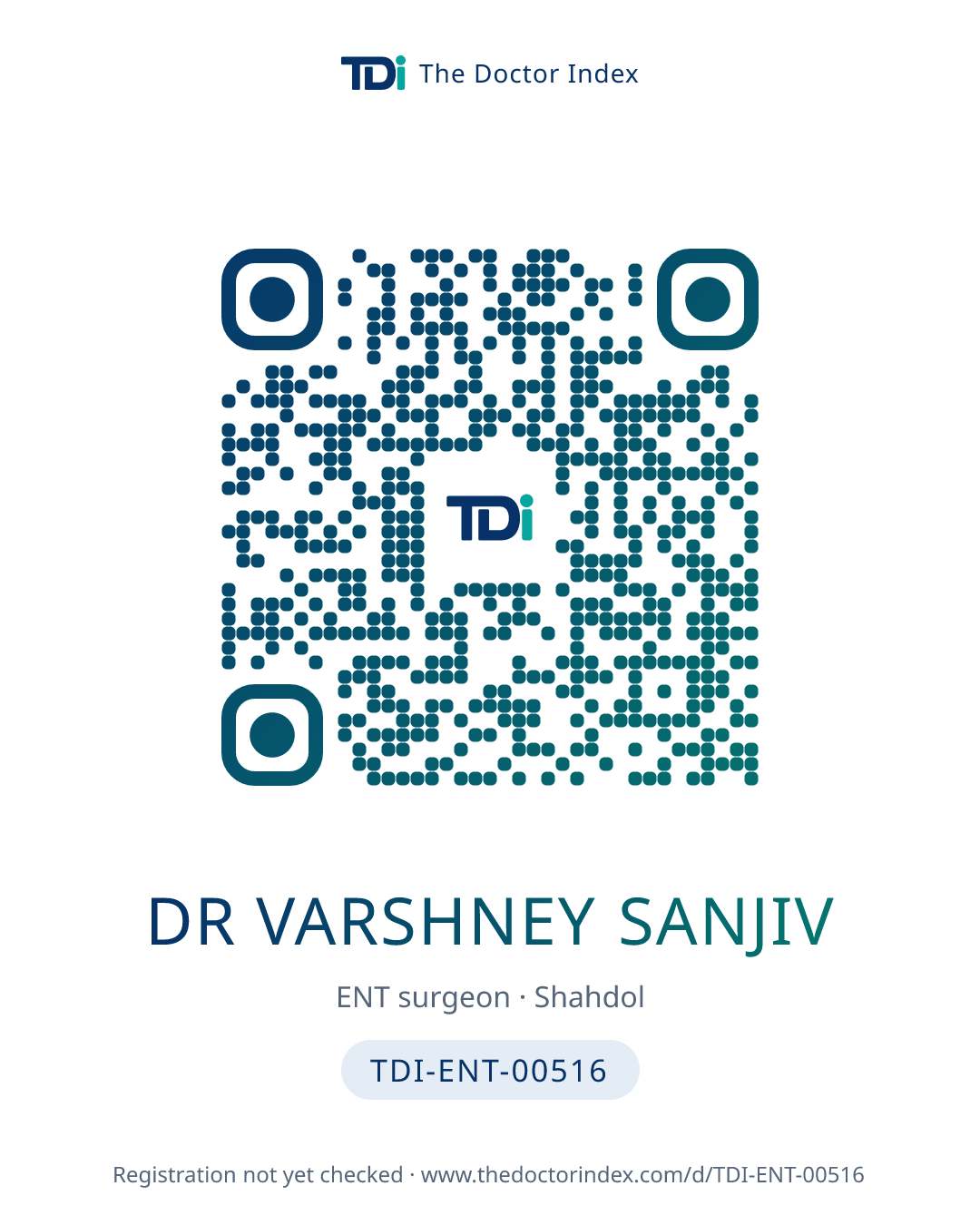 QR card for Dr Varshney Sanjiv, TDI-ENT-00516