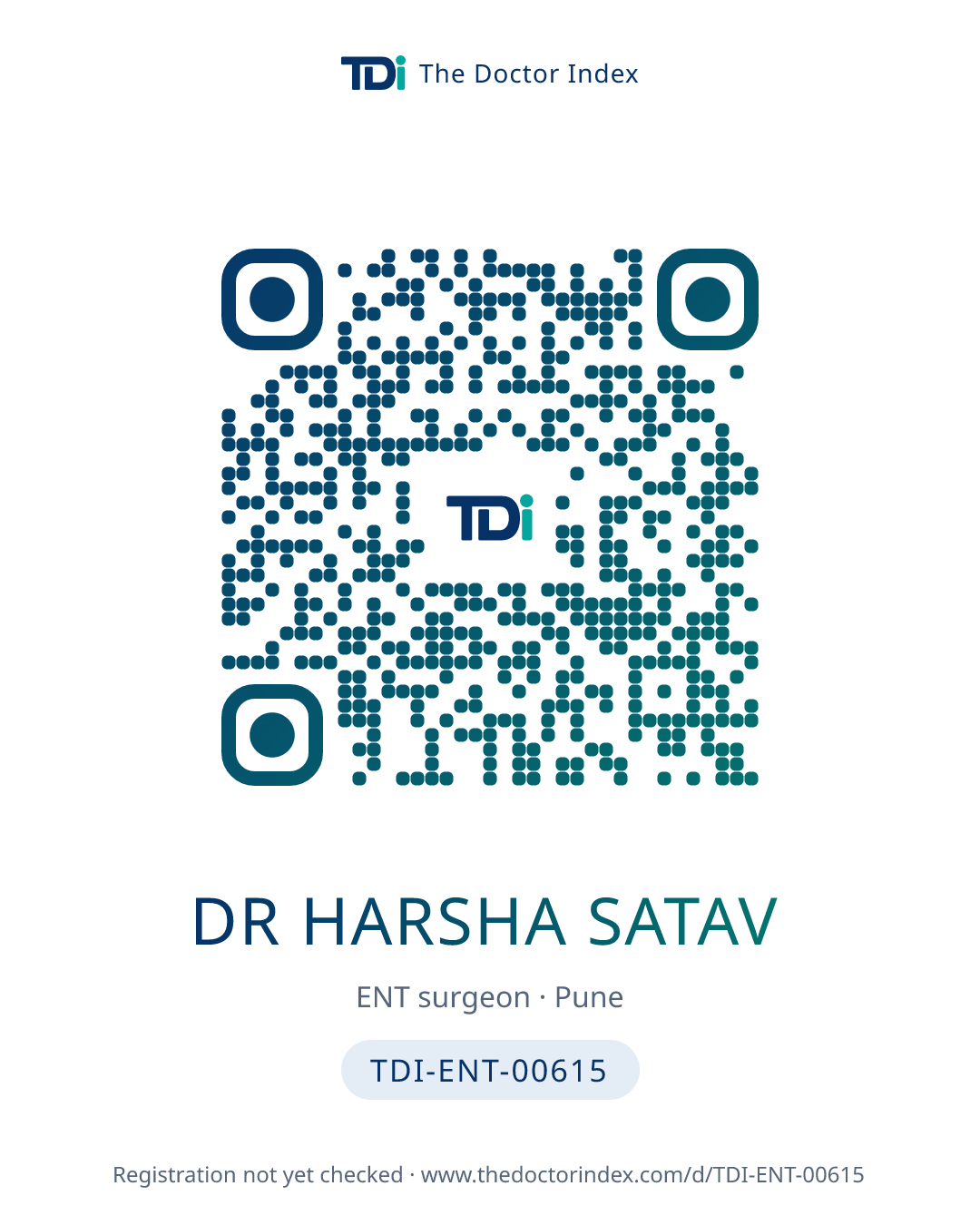QR card for Dr Harsha Satav, TDI-ENT-00615