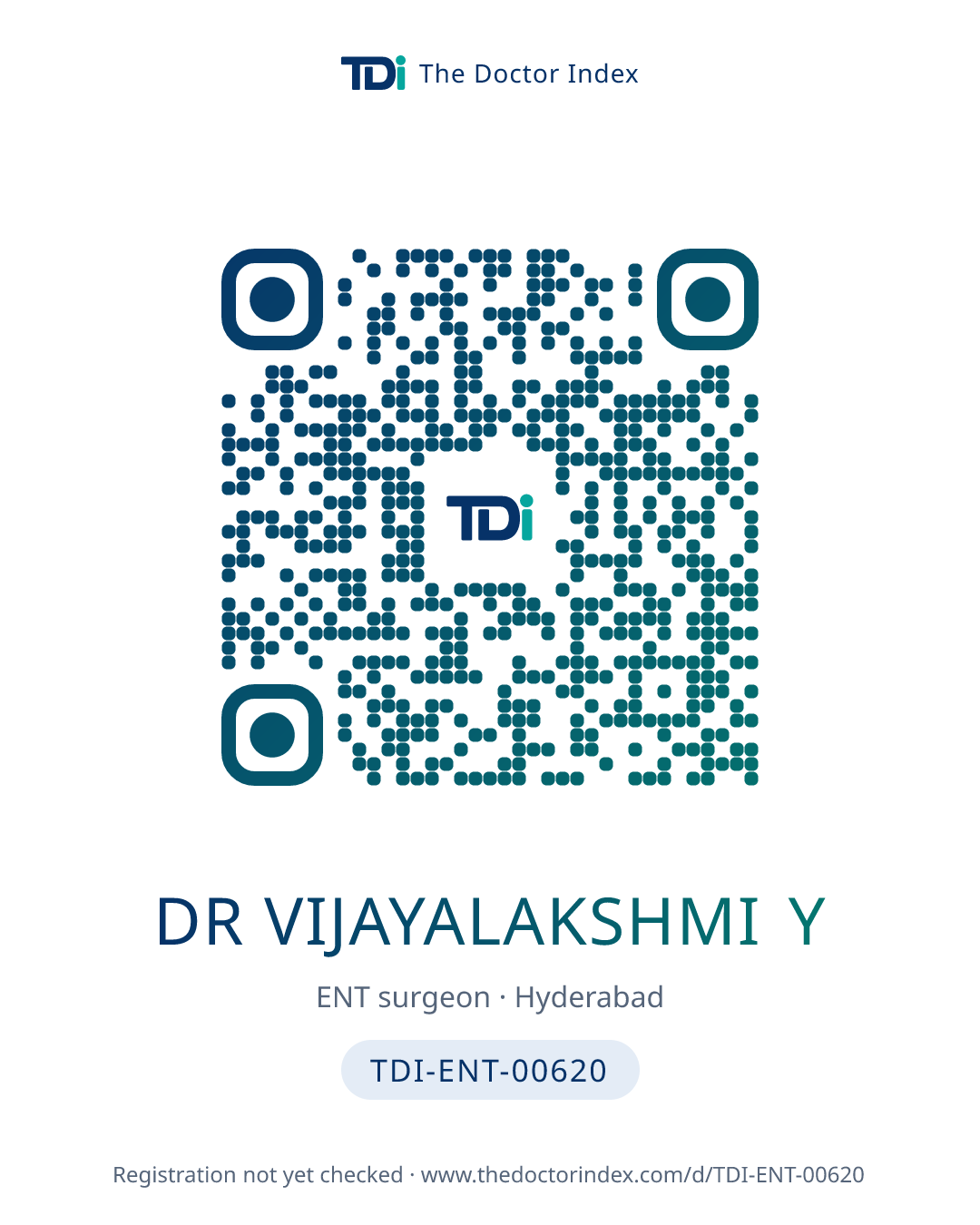 QR card for Dr Vijayalakshmi Y, TDI-ENT-00620