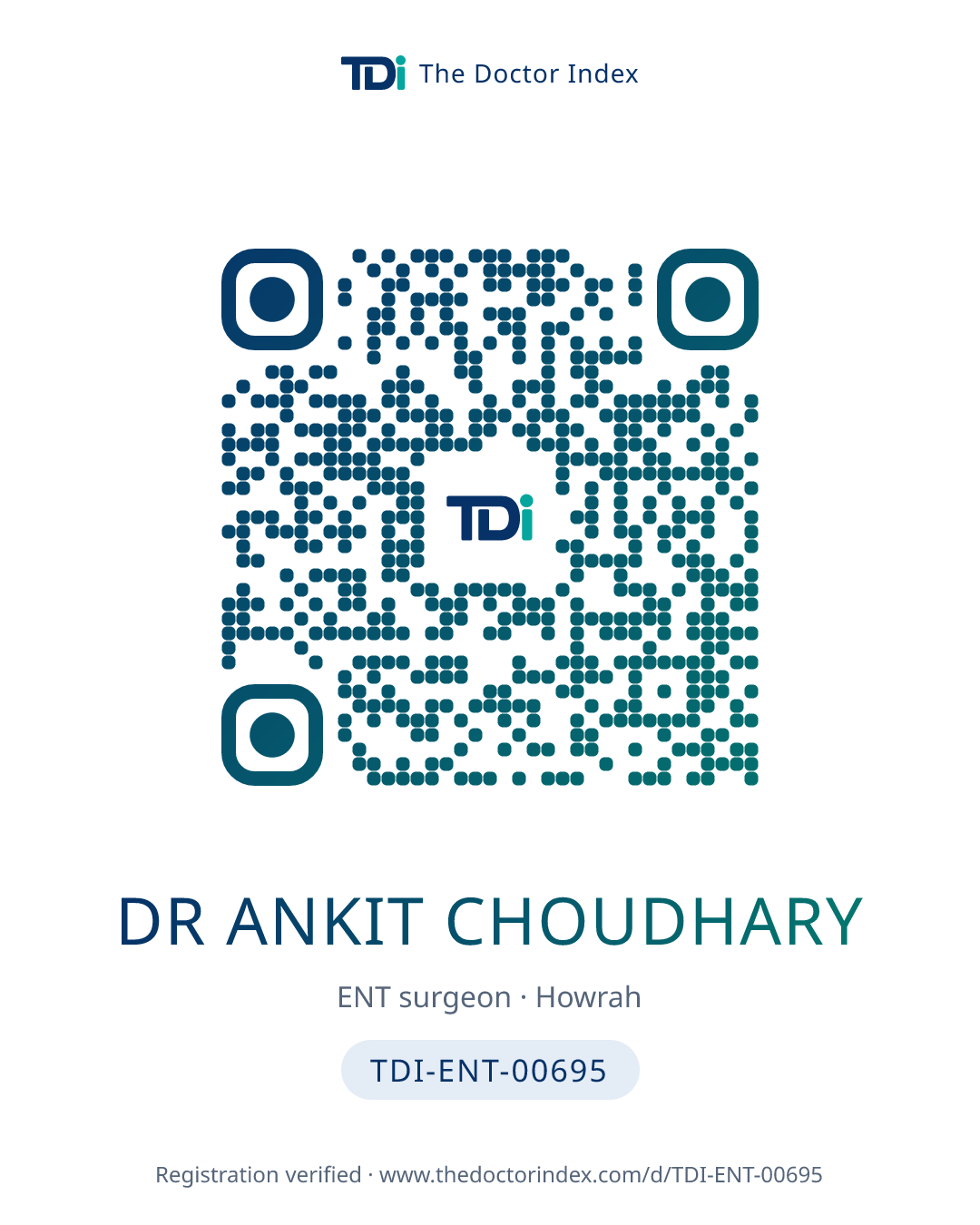 QR card for Dr Ankit Choudhary, TDI-ENT-00695