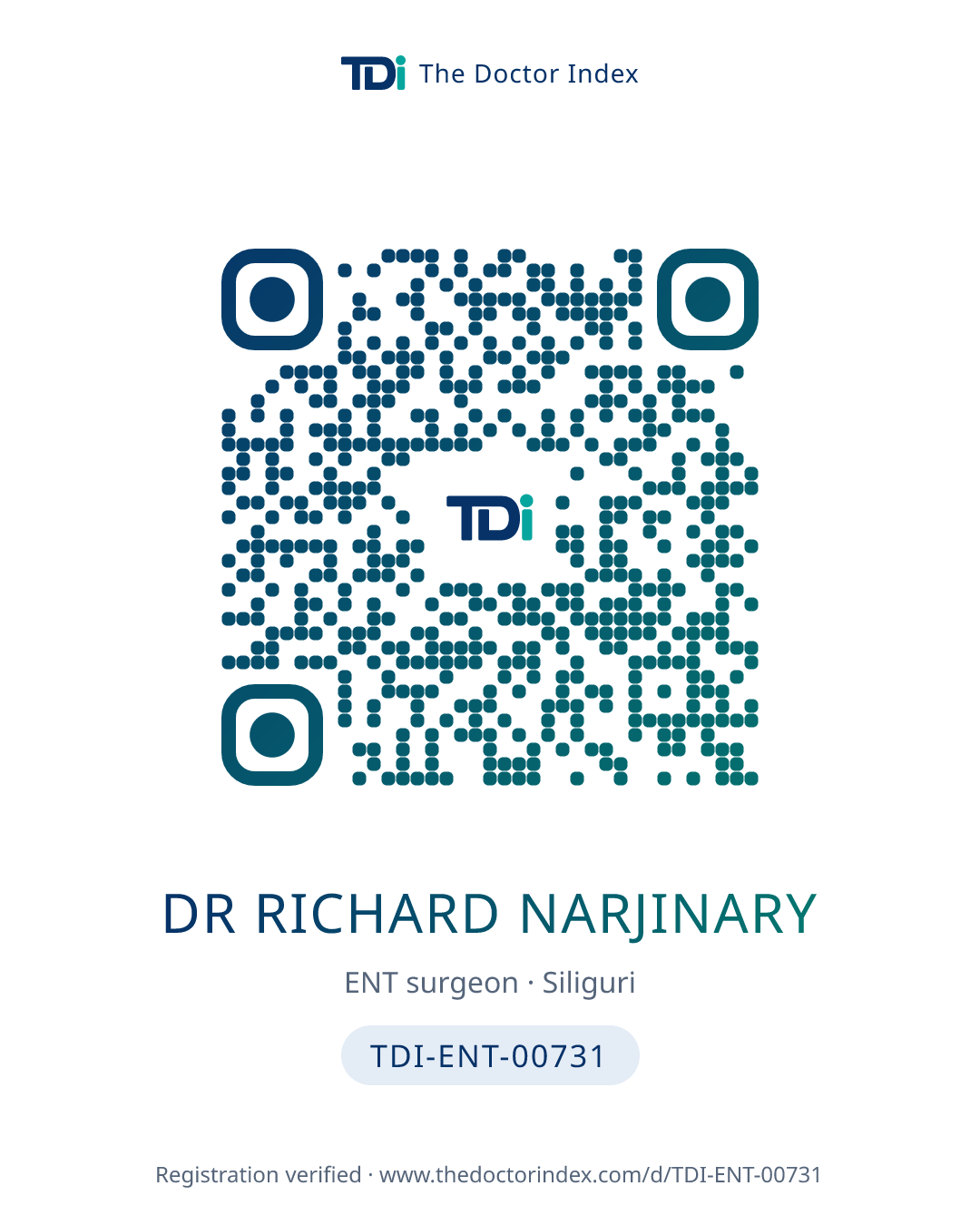QR card for Dr Richard Narjinary, TDI-ENT-00731