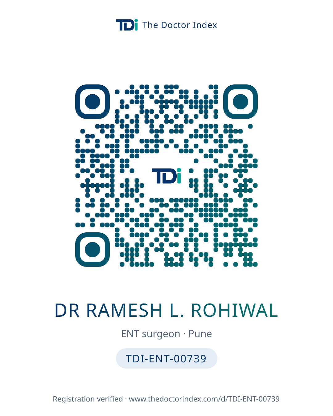 QR card for Dr Ramesh L. Rohiwal, TDI-ENT-00739
