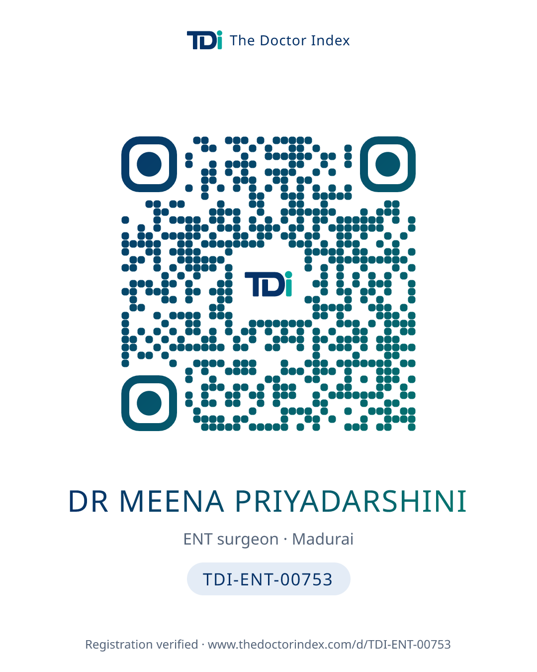 QR card for Dr Meena Priyadarshini, TDI-ENT-00753